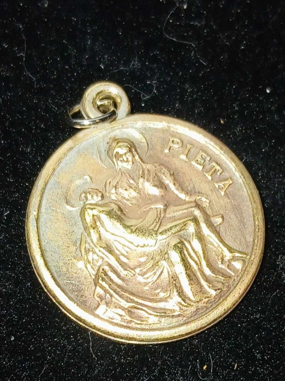 Gold-Tone 'Pieta' Religious Medallion Brooch Pin